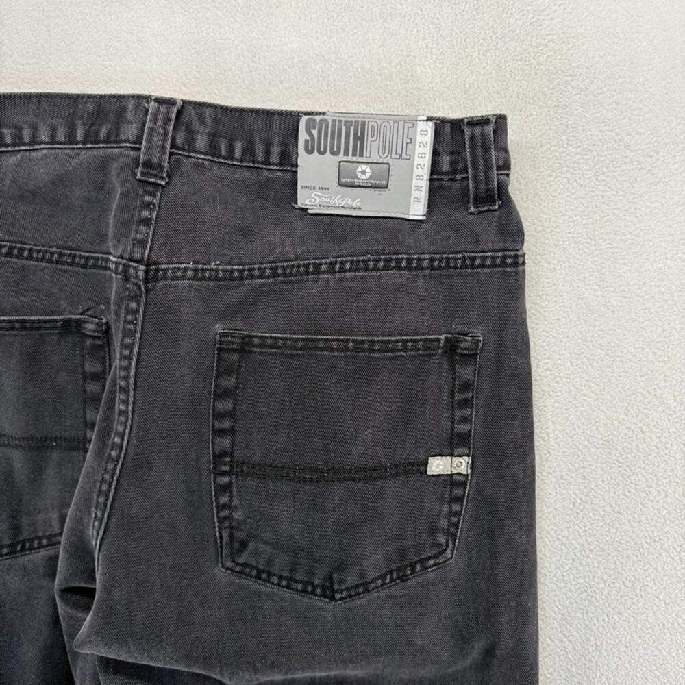 Vintage Southpole Jeans Men's 36 Black Denim Baggy Wide Leg Silver Tab y2k - Picture 9 of 10